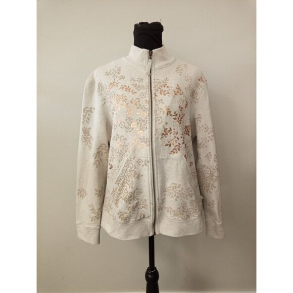 Zenergy by Chico's Tan Gold Zip Up Sweatshirt Size 2 (Large) - Picture 1 of 7